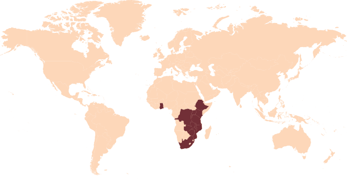 Worldmap With Africa Region Highlighted
